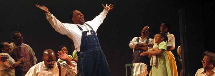 "Uncle Jed's Barbershop" Ken Prymus (center) and cast - photo by Jonathan Slaff